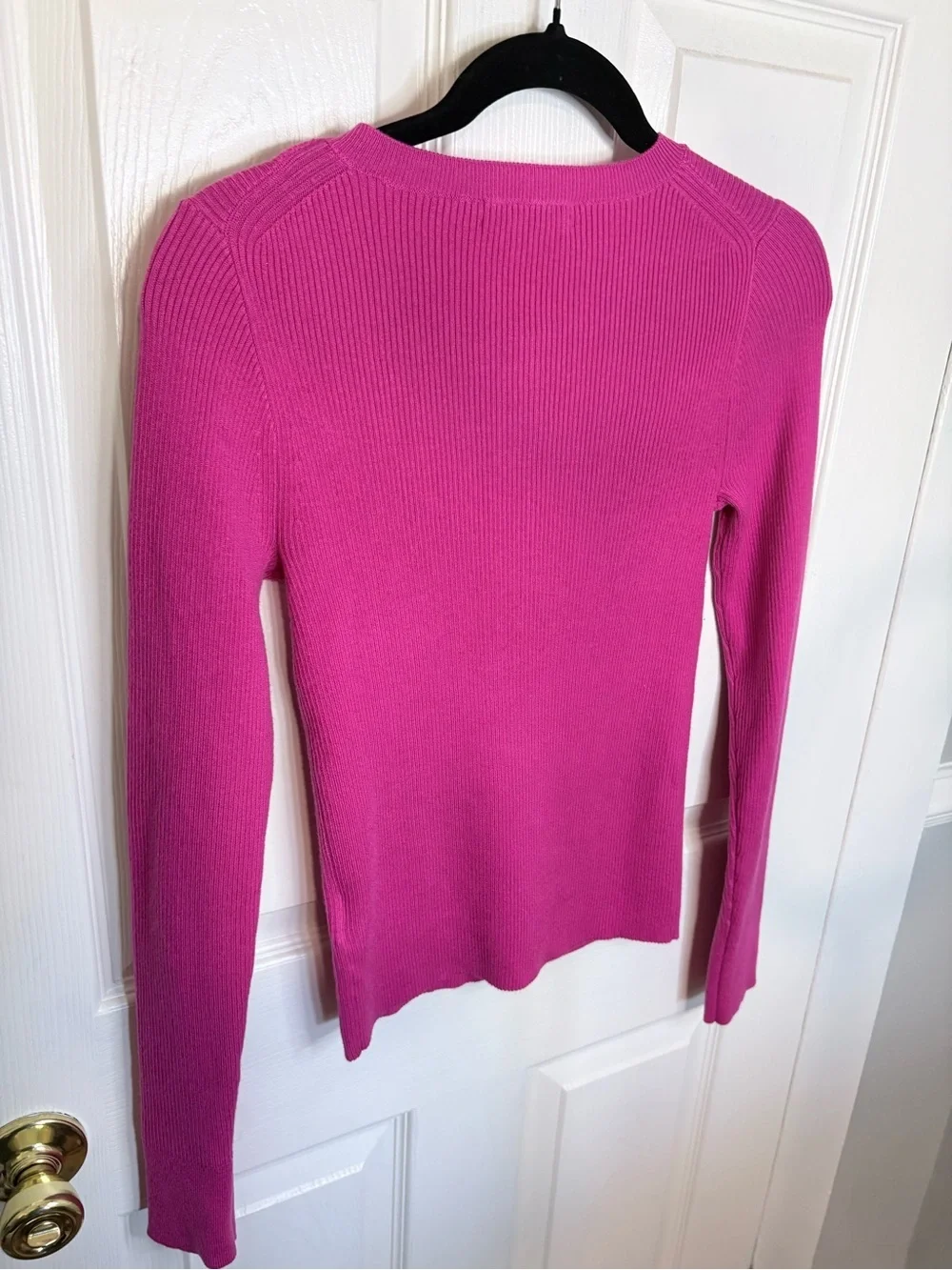 J.Crew TENCEL Blend Ribbed Henley Sweater Raspberry  Pink Long Sleeve Size S